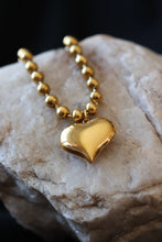 Load image into Gallery viewer, Gold Harlow Chunky Heart Ball Chain Necklace – 18K Gold Plated Stainless Steel Pendant

