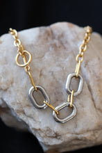 Load image into Gallery viewer, Daphne Two-Tone Oval Link Necklace – 18K Gold Plated Stainless Steel Mixed Metal Chain
