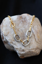 Load image into Gallery viewer, Daphne Two-Tone Oval Link Necklace – 18K Gold Plated Stainless Steel Mixed Metal Chain
