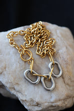 Load image into Gallery viewer, Daphne Two-Tone Oval Link Necklace – 18K Gold Plated Stainless Steel Mixed Metal Chain
