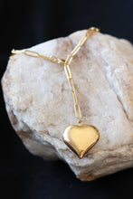 Load image into Gallery viewer, Adjustable Chunky Gold Heart Pendant Necklace – 18K Gold Plated Stainless Steel Paperclip Chain
