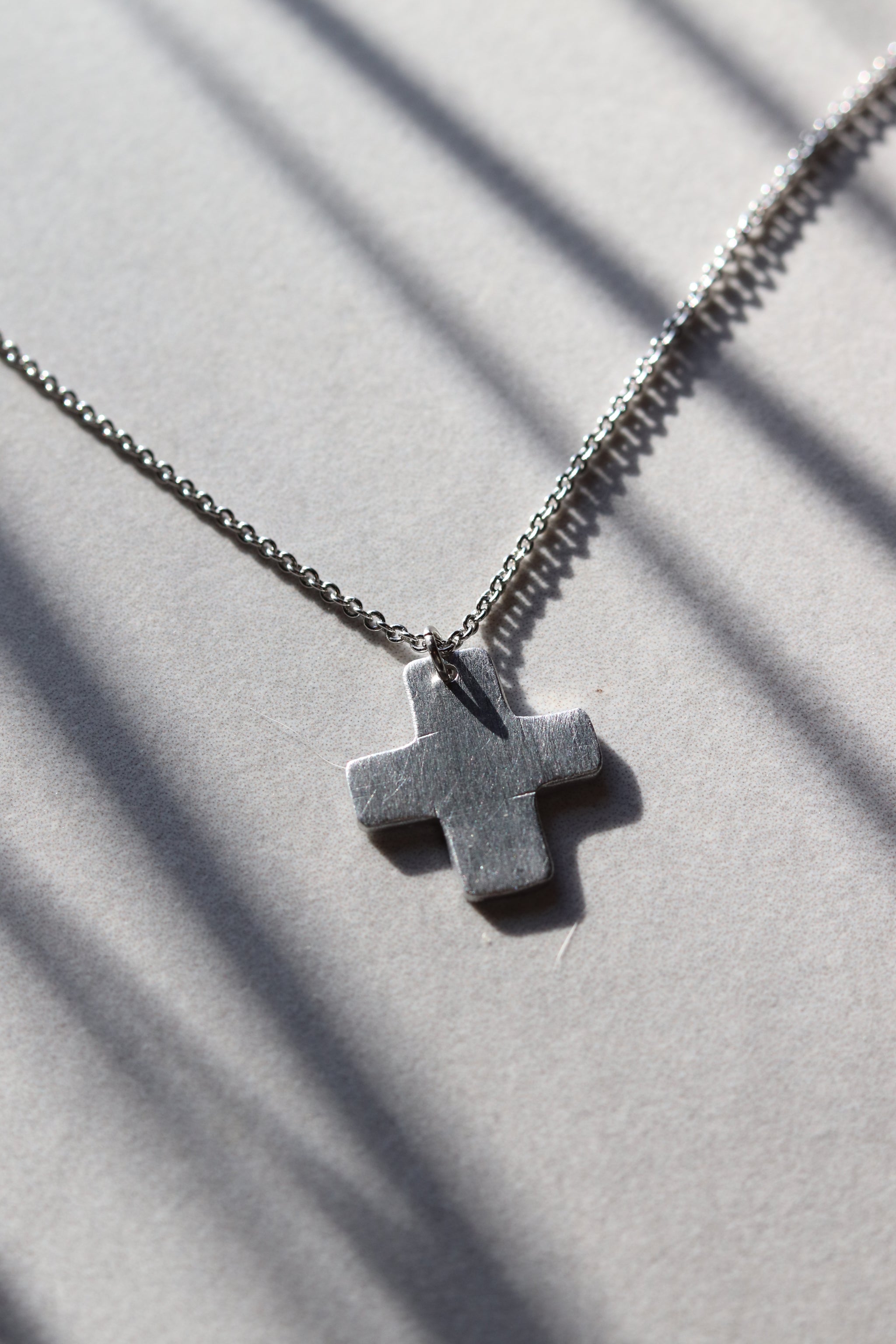 Chunky Silver Aluminum Cross Necklace – cedarandcypress