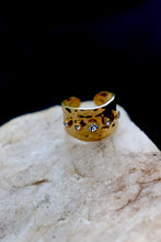 Load image into Gallery viewer, Charlotte Clear Stone Gold Statement Ring, Waterproof Gold Ring, 18K Gold Plated Stainless Steel Ring, Hypoallergenic Jewelry, Tarnish Resistant Ring
