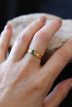 Load image into Gallery viewer, Waterproof Gold Emerald CZ Ring – 18K Gold Plated Tarnish-Resistant Stacking Band
