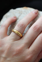 Load image into Gallery viewer, Wide Twisted Gold Ring – 18K Gold Plated Stainless Steel Open Back Stacking Ring
