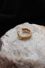 Load image into Gallery viewer, Wide Twisted Gold Ring – 18K Gold Plated Stainless Steel Open Back Stacking Ring
