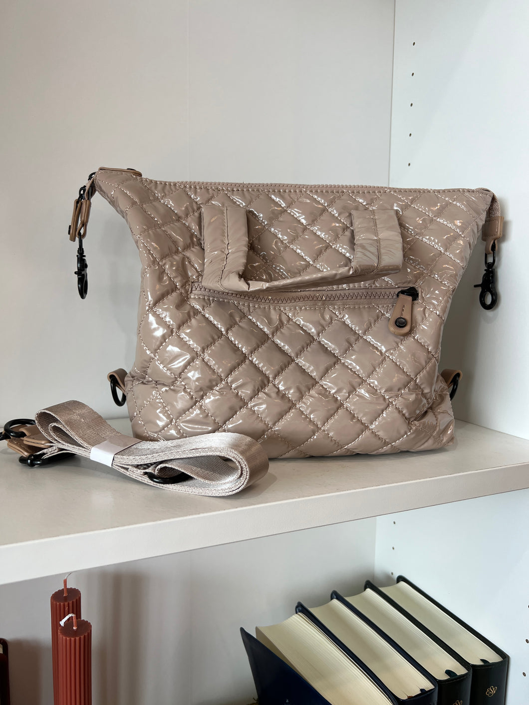 Emory Quilted Puff Bag - Taupe