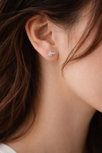 Load image into Gallery viewer, Gold CZ Lightning Bolt Studs, 18k gold plated, stainless steel
