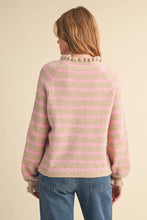 Load image into Gallery viewer, RUFFLED STRIPED SWEATER MSW11354: DESERT RED / S
