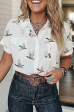 Load image into Gallery viewer, LAS Mallard Printed Button Flap Pocket Shirt (S-XL): White / Missy / L

