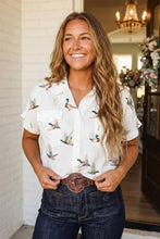 Load image into Gallery viewer, LAS Mallard Printed Button Flap Pocket Shirt (S-XL): White / Missy / L
