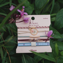 Load image into Gallery viewer, "Bloom" Maroon and Pink with Pressed Flowers Hair Tie Bracelets: Medium
