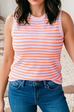 Load image into Gallery viewer, Axel Pink Striped Knit Sleeveless Casual Sweater Top

