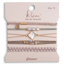 Load image into Gallery viewer, "Glimmer" Soft Pinks with Pearl and Gold Accent Hair Tie Bracelets: Medium
