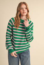 Load image into Gallery viewer, RUFFLED STRIPED SWEATER MSW11354: DESERT RED / S
