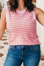 Load image into Gallery viewer, Axel Pink Striped Knit Sleeveless Casual Sweater Top
