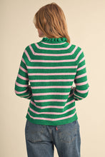 Load image into Gallery viewer, RUFFLED STRIPED SWEATER MSW11354: DESERT RED / S
