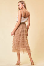 Load image into Gallery viewer, Tiered Ruffle Midi Skirt - Latte
