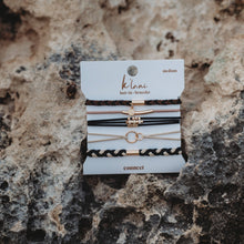Load image into Gallery viewer, "Connect" Black and Cream with Gold Accent Hair Tie Bracelets: Medium
