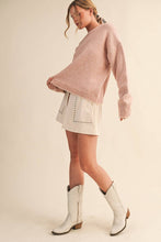 Load image into Gallery viewer, CONTRAST KNIT SCALLOPED EDGE SWEATER MSW11114: Olive / S
