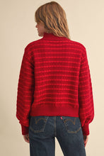 Load image into Gallery viewer, QUILTED KNIT MOCK NECK SWEATER MSW11618: Red / L
