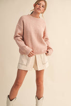 Load image into Gallery viewer, CONTRAST KNIT SCALLOPED EDGE SWEATER MSW11114: Olive / S

