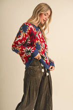 Load image into Gallery viewer, ABSTRACT FLORAL KNIT SWEATER MSW11613: CHARCOAL MOSS / L
