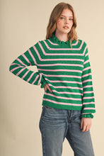 Load image into Gallery viewer, RUFFLED STRIPED SWEATER MSW11354: DESERT RED / S
