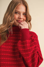 Load image into Gallery viewer, QUILTED KNIT MOCK NECK SWEATER MSW11618: Red / L
