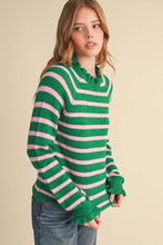 Load image into Gallery viewer, RUFFLED STRIPED SWEATER MSW11354: DESERT RED / S
