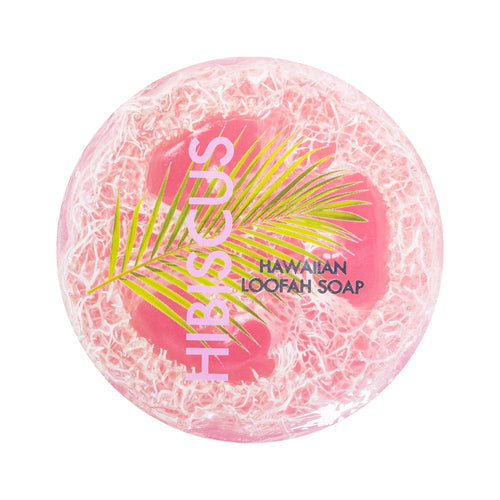 Hibiscus Sea Salt & Kukui Exfoliating Loofah Soap - Hibiscus.