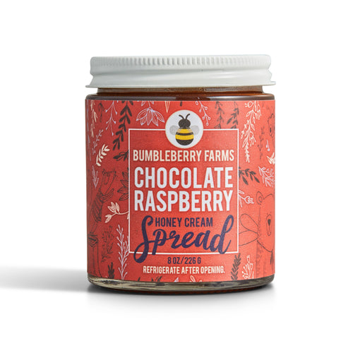 Chocolate raspberry honey cream spread.
