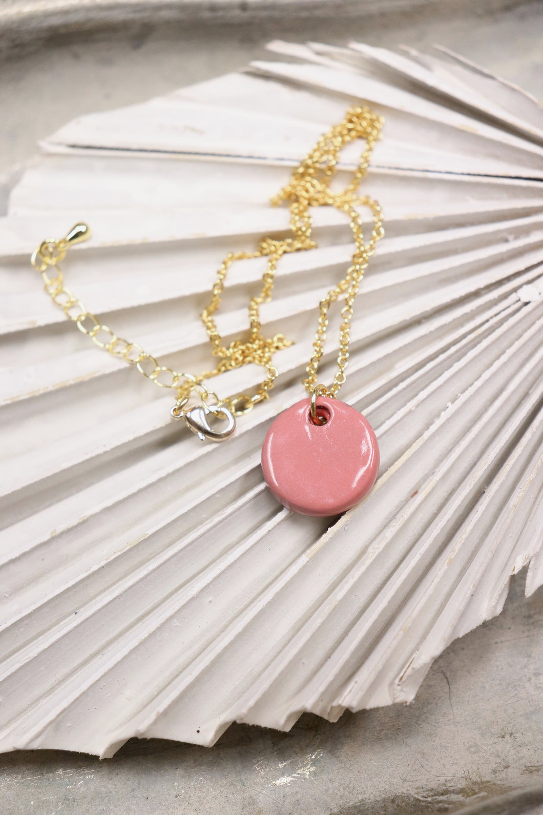 Hope Necklace - Pink (Ceramic and Gold)